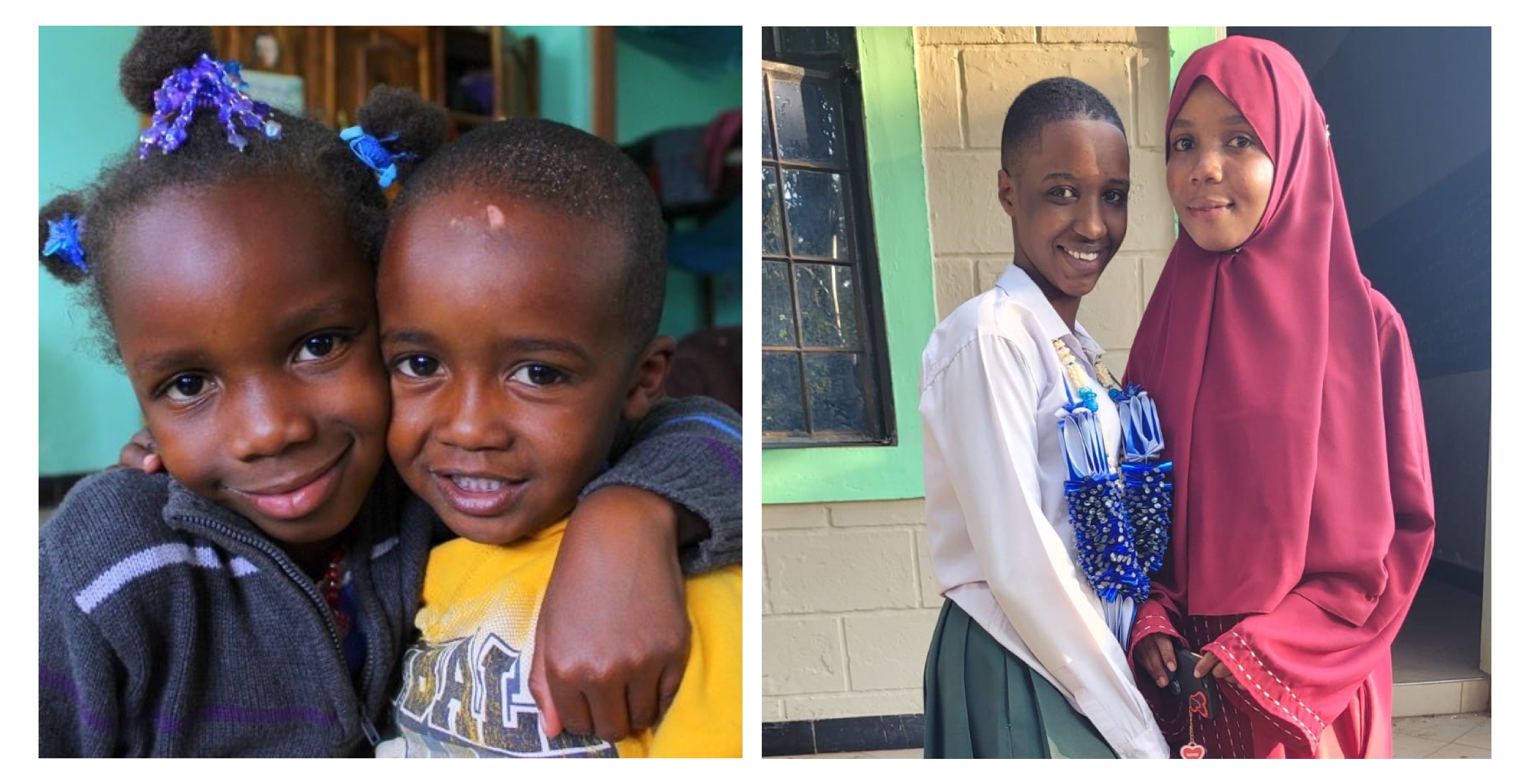 Left to Right: Nusra has always been there to support her fellow Good Hope Orphanage family. Nursa and Gifty grew up together at Good Hope Orphanage (2012). Nusra and Rachel are standing outside Winning Spirit, celebrating Rachel’s graduation in 2024.